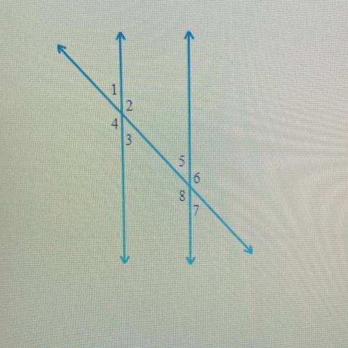 Two parallel lines are cut by a transversal as shown below.

Suppose m < 5 = 43°. Find m < 2