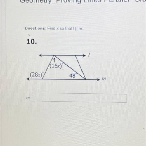 Find x so that L is parallel to M please help