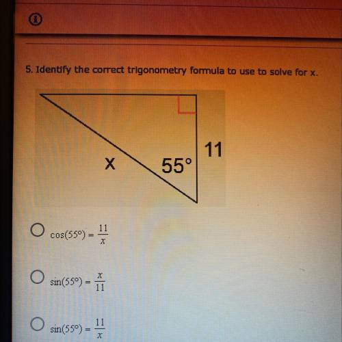 5. Identify the correct trigonometry formula to use to solve for X.