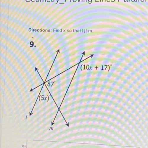 Find X so that L is parallel to M