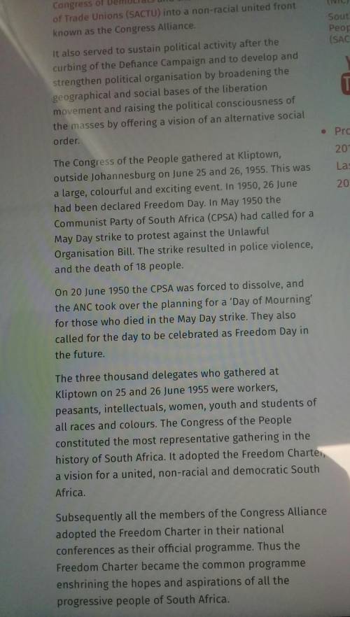 2. Why did the South African government not accept the list of demands in

the Freedom Charter?
(1