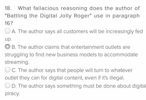 What fallacious reasoning does the author of Battling the Digital Jolly Roger use in paragraph 16