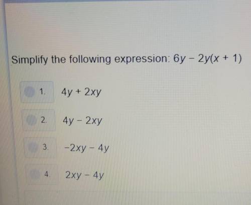 Simplify the expression 6y-2y(x+1)