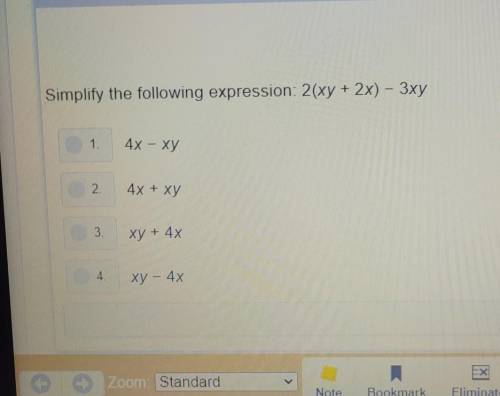 Simplify the expression 2(xy+2x)-3xy