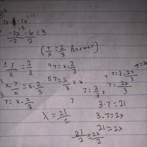 Solve the equation : 
7:x=2:3