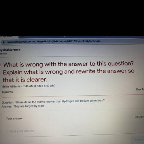 What is wrong with the answer to this question? Explain what is wrong and rewrite the answer so tha