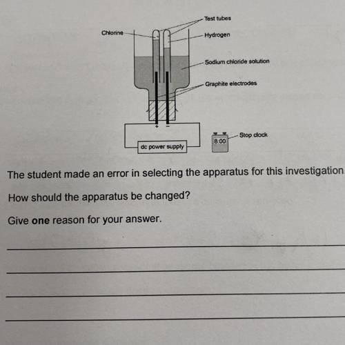 The student made an error in selecting the apparatus for this investigation.

How should the appar