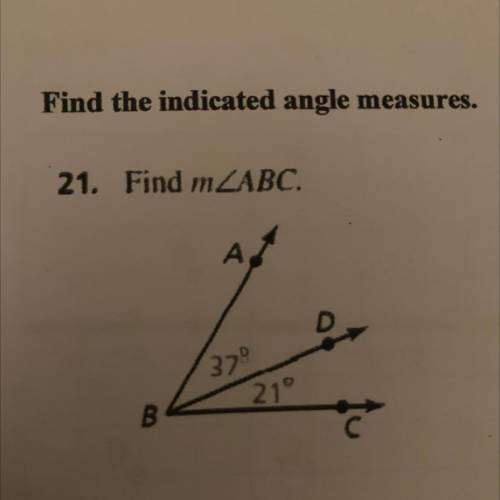 Find the indicated angle measures. Show your work 
Find m∠ABC