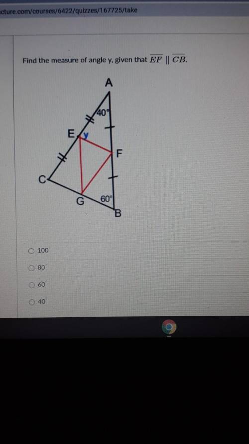 Find the measure of angle y given that EF // CB