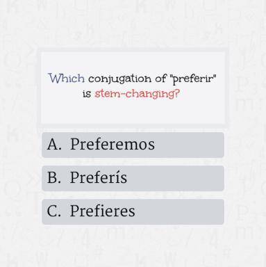 Which conjugation of preferir is steam changing