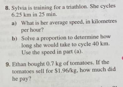 Simple math. Question 8. B) and 9.