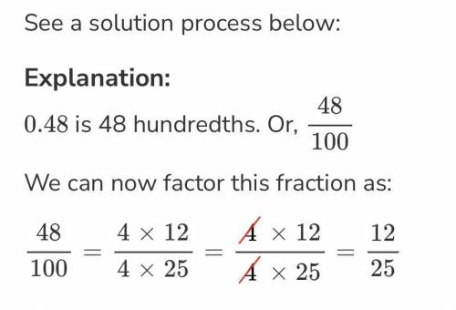 What lowest terms fraction is equal to 0.48