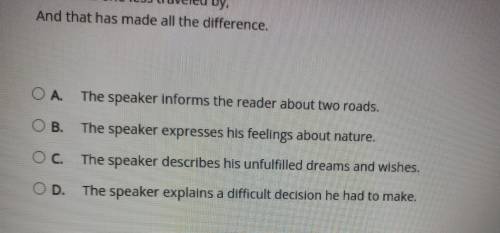 Which statement best describes the main idea of the poem

Two roads diverged in a yellow wood, And