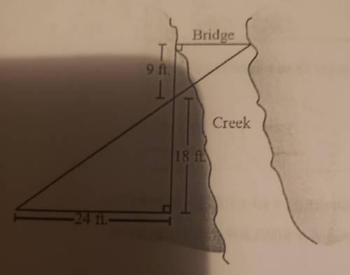 6. Mr. Lui wants to build a bridge across the creek that runs through his property. He made measure