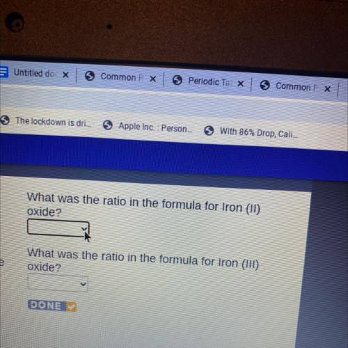 What was the ratio in the formula for Iron (II)

oxide?
lete
What was the ratio in the formula for