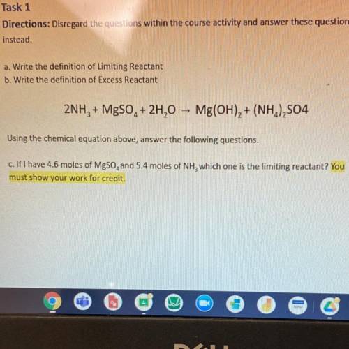 Please help!

2NH3 + MgSO4 + 2H20 - Mg(OH)2 + (NH4)2S04
Using the chemical equation above, answer