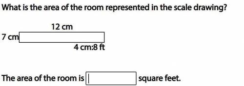 What is the area of the room represented in the scale drawing?
