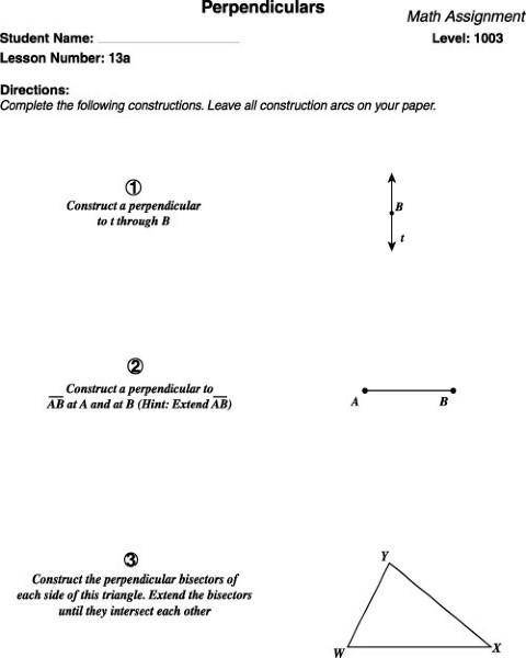 Complete the following constructions. Leave all construction arcs on your paper.

(1) Construct a