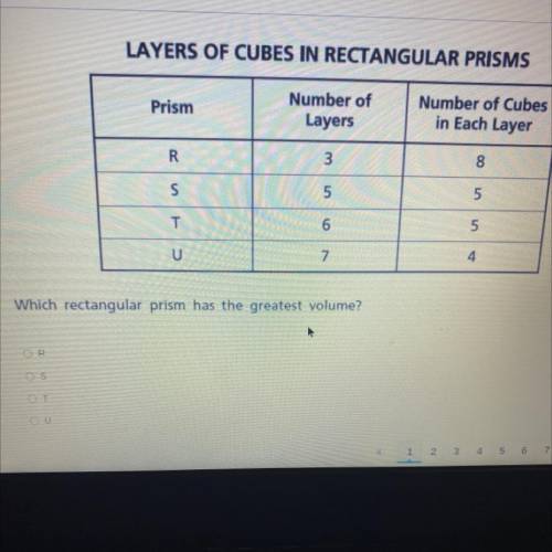 LAYERS OF CUBES IN RECTANGULAR PRISMS

Prism
Number of
Layers
Number of Cubes
in Each Layer
R
3
8