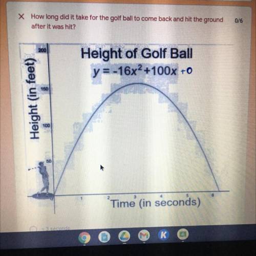 X How long did it take for the golf ball to come back and hit the ground
after it was hit?