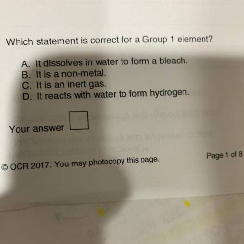 Which statement is correct for a Group 1 element?