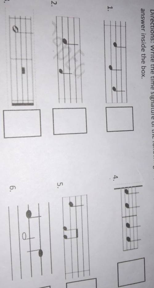 Write the time signature of the following rhythmic patterns