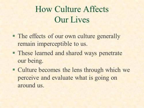 How does culture affects your way of life ?