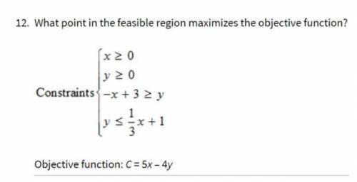 What point in the feasible region maximizes the objective function?