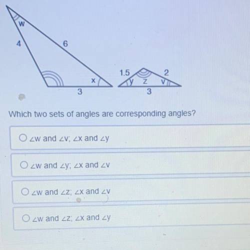 Which two sets of angles are corresponding angles?