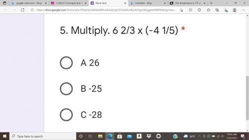 Multiply. 6 2/3 x (-4 1/5)