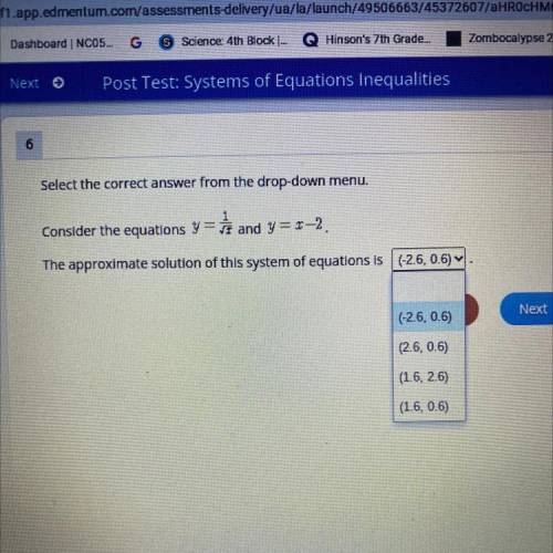 Consider the equation Y equals one over XNY equals X -2 the approximate solution of the system of e