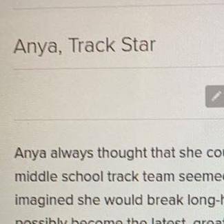 What does Anya realize as she runs the race?

Coach was wise to plan practices for Anya and the te