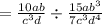 =  \frac{10ab}{ {c}^{3}d }  \div  \frac{15a {b}^{3} }{7 {c}^{3}  {d}^{4} }