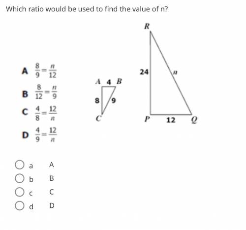 Which ratio would be used to find the value of n?