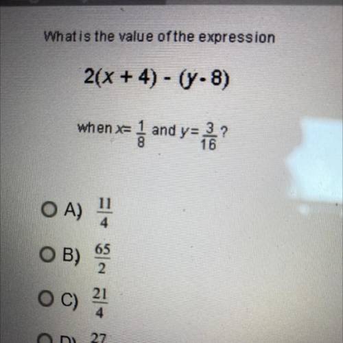 Whatis the value of the expression
2(x + 4) - (y-8)