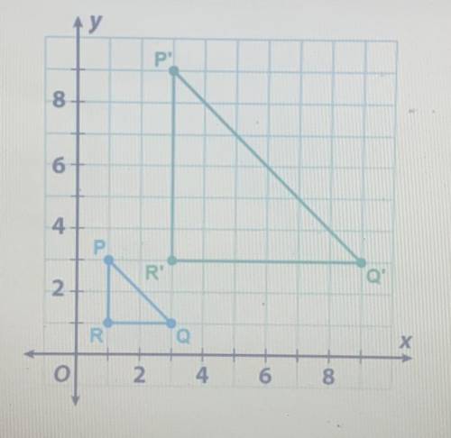 What is the scale factor of the dilation of triangle PRQ?

A 3
B 1
C 1/3
D 6