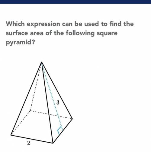 WILL MARK BRAINLIST

Which expression can be used to find the surface area of the following square