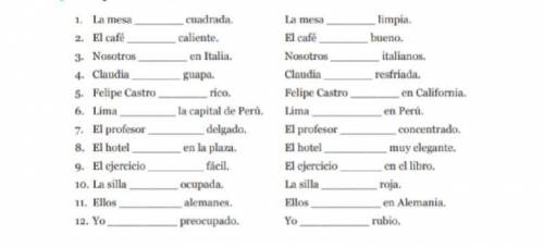 NO links- help me figure this out its a ser o estar worksheet answers in Spanish please