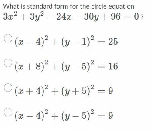 What is the standard form of the circle equation