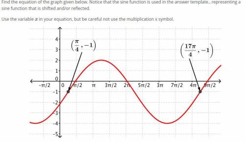 Find the equation of the graph given below. Notice that the sine function is used in the answer tem