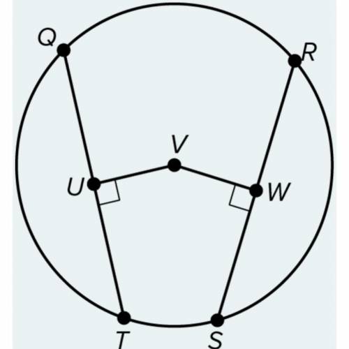In ⊙V, QT ≅ RS. If UV = 4 cm, then VW = _______ cm.