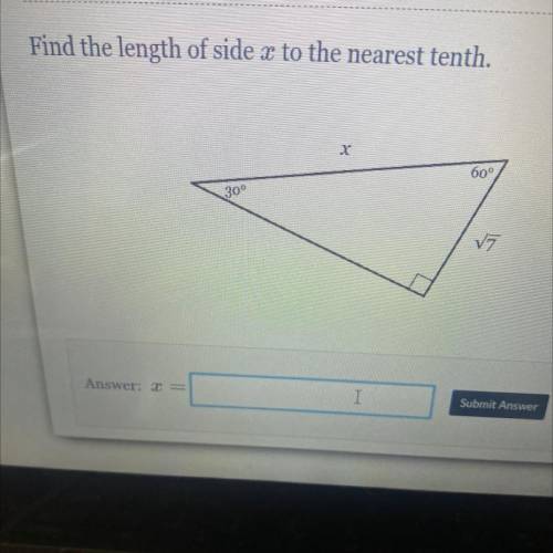 Find the length of side x to the nearest tenth.
х
600
30°
17