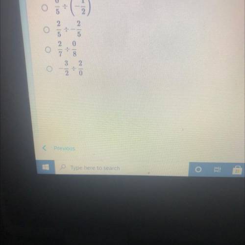 Which quotient of rational numbers will result in a solution that is undefined?