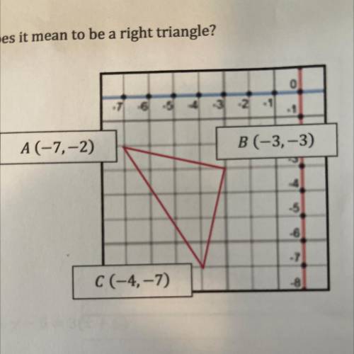 Show that ABC is right triangle A(-7,-2), B(-3,-3) C(-4,-7)