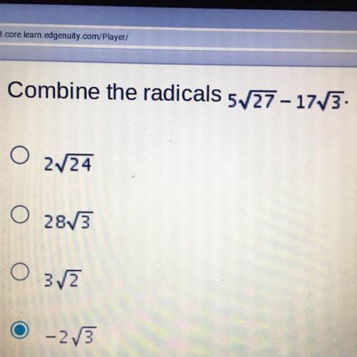 Combine the radicals 5V27-17V3