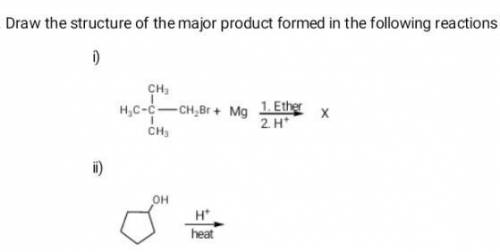 Draw the structure of the major products formed
