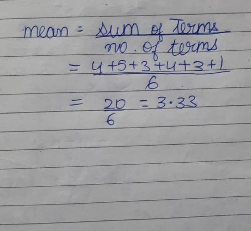 Solve the mean of 4,5,3,4,3,1