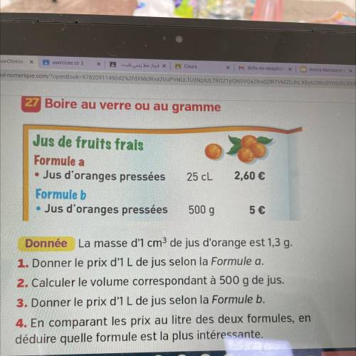 Jus de fruits frais

Formule a
• Jus d'oranges pressées 25cl = 2,60€ 
Formule b
• Jus d'oranges pr