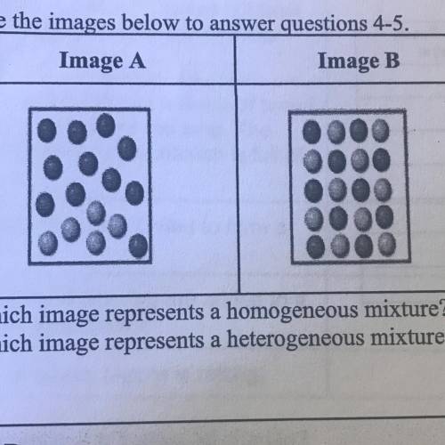 Which image represents a homogeneous mixture?

Which image represents a heterogeneous mixture?
