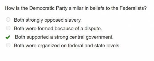 How is the Democratic Party similar in beliefs to the Federalists? !!